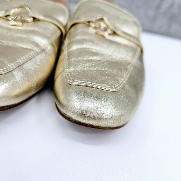 Kate Spade NY Cape Cod Loafers 6 B Metallic Gold Slip On Flat Leather Almond Toe - Picture 5 of 15